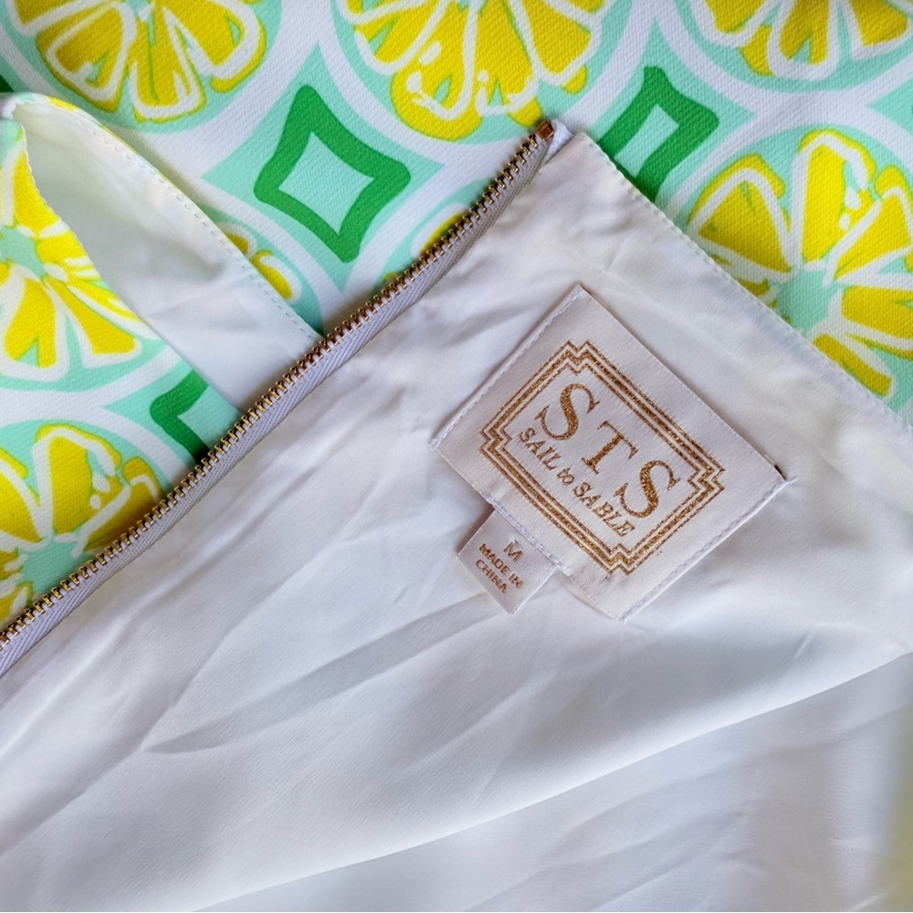 Sail to Sable STS Lemon Print Sleeveless Mini Shift Sheath Dress Size M $218 - Picture 7 of 11